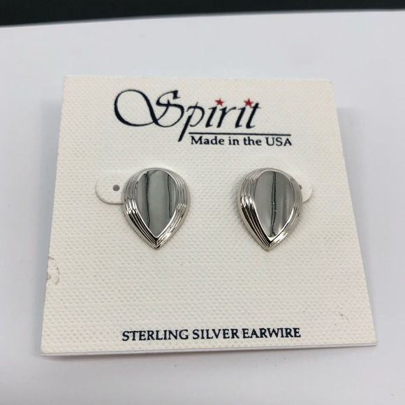 Silver Textured Teardrop Post Back Pierced Earrings - Picture 1 of 4